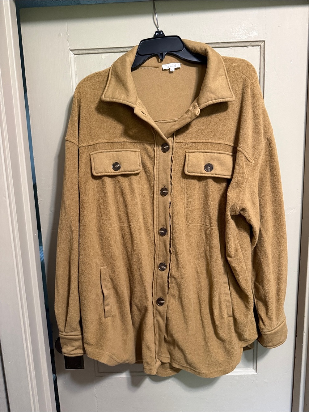 LA MIEL Tan Button-Up Fleece Jacket